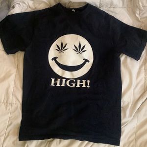 Smiley face weed high tshirt